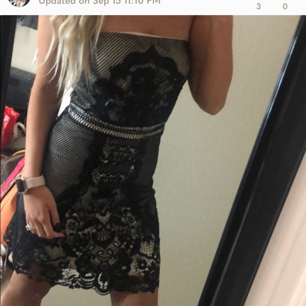 Windsor Black Nude Lace Party Formal Dress